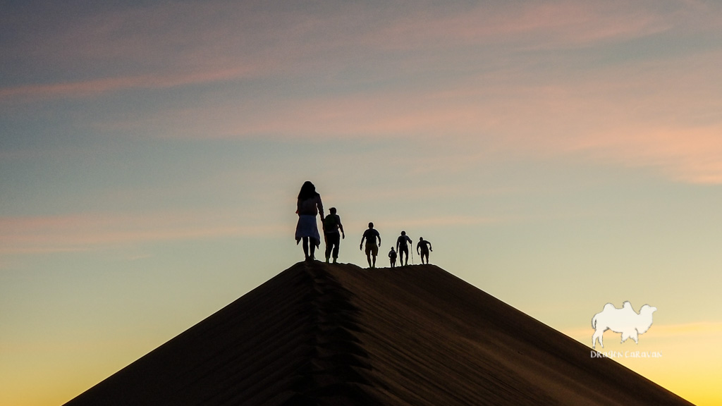 Group of hikers in mountain landscape
